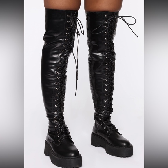 Fashion Nova Double Time Boots- Black 👢 - Picture 2 of 7